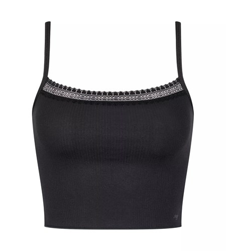 Sloggi Go Πλευρωτός Top With Spaghetti Straps μαυρα | 761-EKBDUN